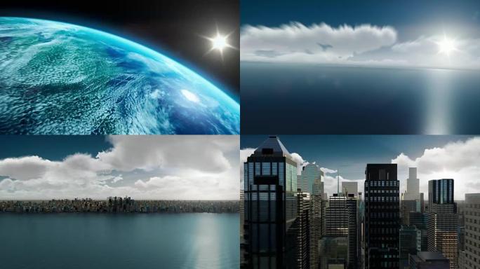 电影摄影机从太空转移到城市4k