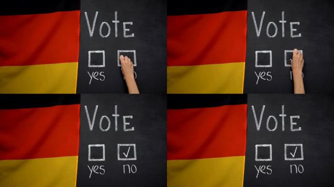背景上的德国国旗，在投票中没有任何答案，社会民意测验