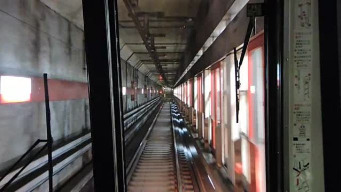 地铁、地铁列车的前视图