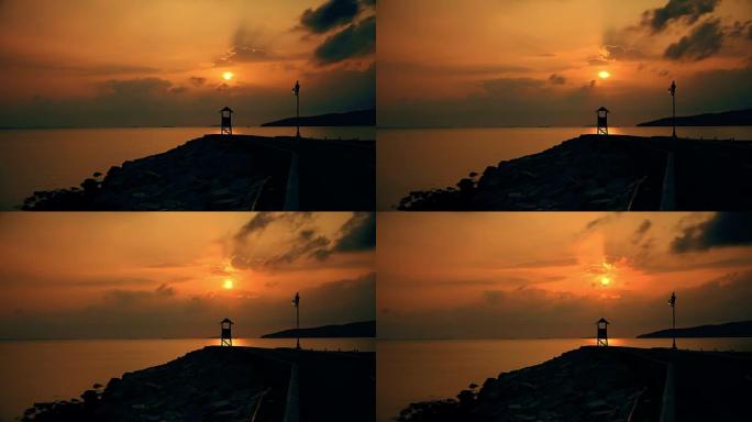 日落时的救生员