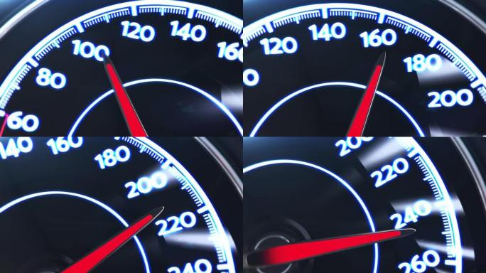 汽车速度计达到最高速度，极快的行驶，加速