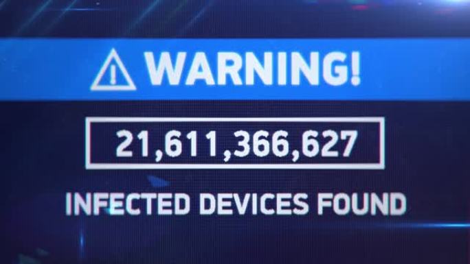 警告，发现受感染的设备，计算机屏幕倒计时，网络被破坏