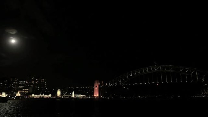 悉尼海港大桥和歌剧院超级月亮延时4k