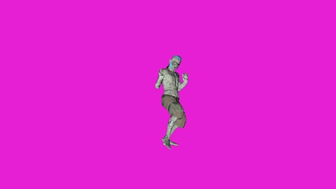 纯色背景下的阿奇博尔德跳舞僵尸角色动画