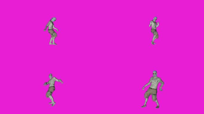纯色背景下的阿奇博尔德跳舞僵尸角色动画