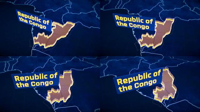 刚果共和国国家边界3D可视化，现代地图轮廓，旅行