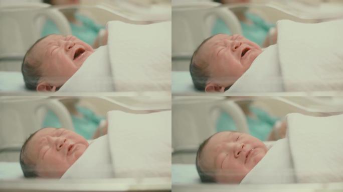 新生婴儿在医院哭泣
