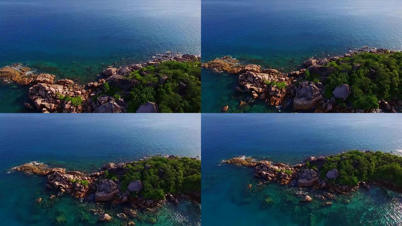 空中: 塞舌尔普拉兰岛的海岸线
