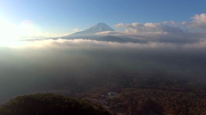 日本早晨的富士山富士山航拍日本富士山富士