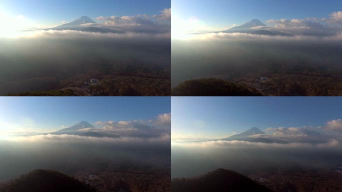 日本早晨的富士山富士山航拍日本富士山富士