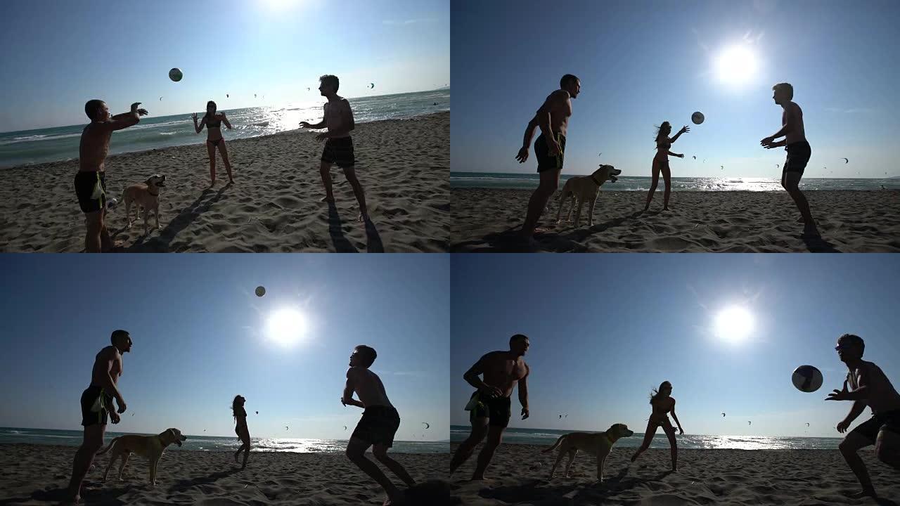 沙滩排球与朋友