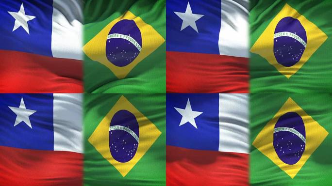 智利和巴西旗帜的背景，外交和经济关系，商业