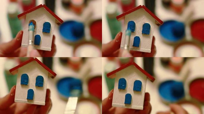 DIY: 用蓝色画小木屋窗户