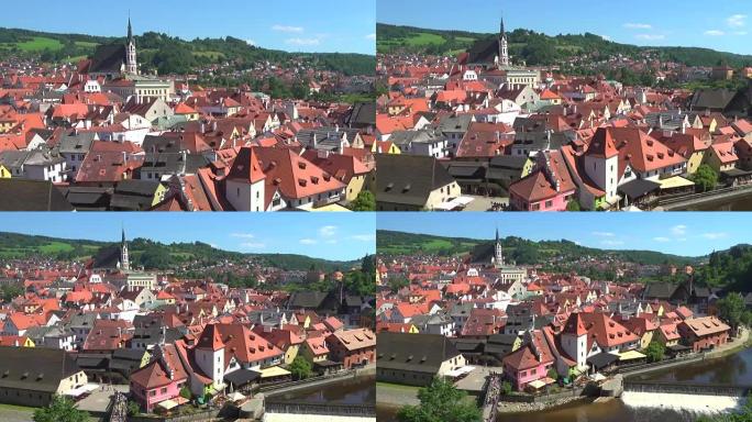 4k: 许多历史悠久的城堡的城市顶视图