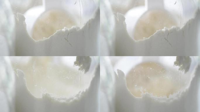 面粉锅的宏观场景奶粉特写奶粉桶一勺奶粉