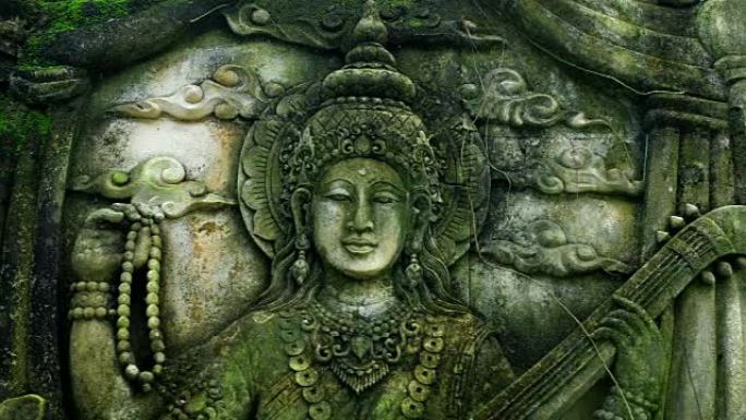 巴厘岛寺庙印度教风化壁画的平移