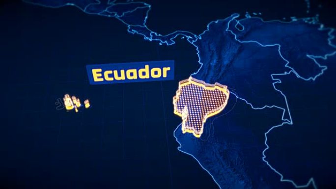 厄瓜多尔国家边界三维可视化，现代地图轮廓，旅行