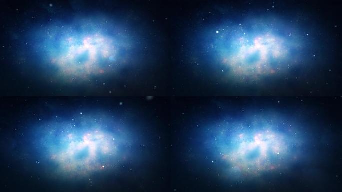 科幻飞行太空星系星和气体云循环动画