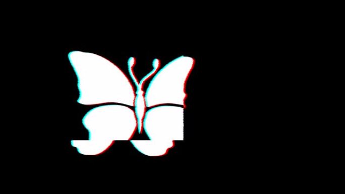 蝴蝶和蜜蜂图标复古抽搐坏信号动画。