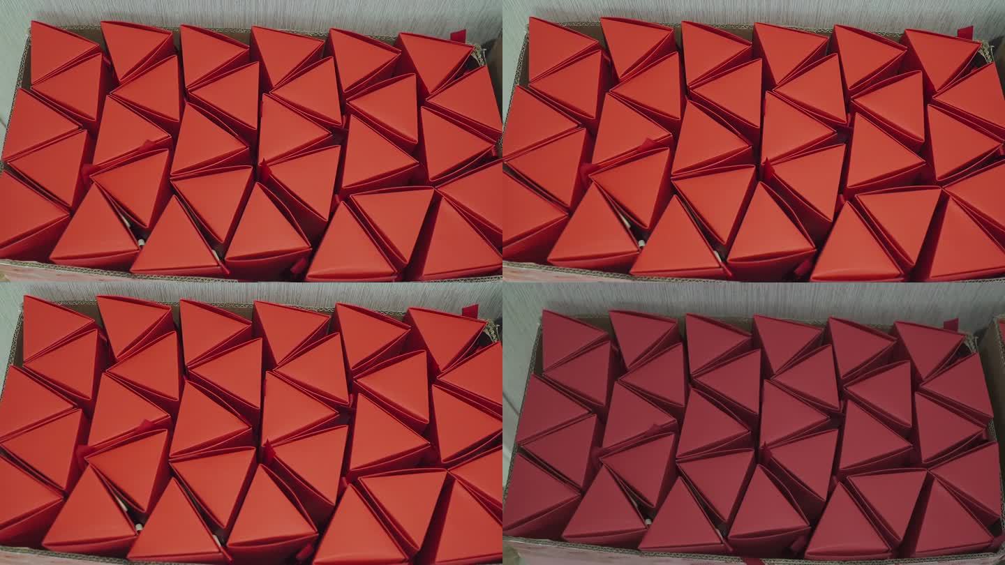 红色三角纸盒喜糖盒子