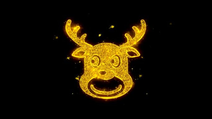 圣诞驯鹿图标符号金色粒子汇聚通道三维动画