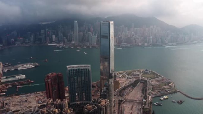 中国香港城市景观的鸟瞰图