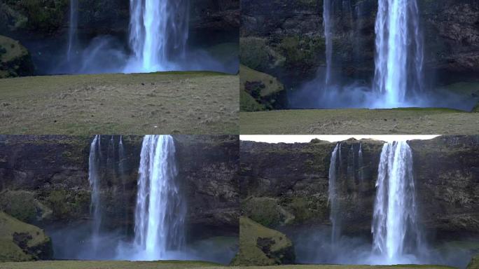 冰岛塞尔贾兰德斯福斯瀑布的电影倾斜