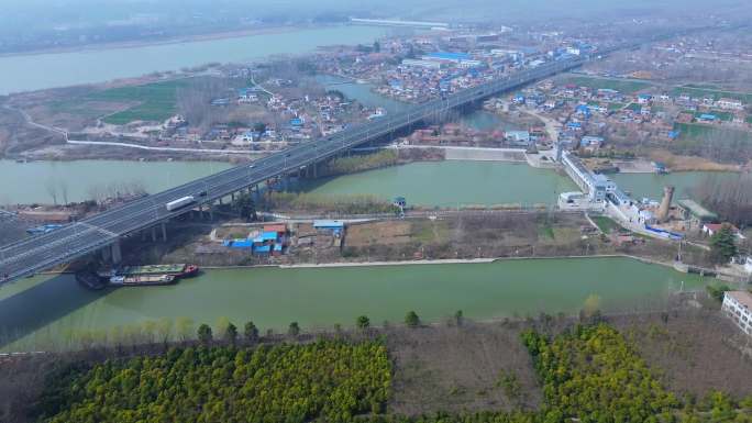 [4K]航拍素材.淮阴运河闸和淮安大桥