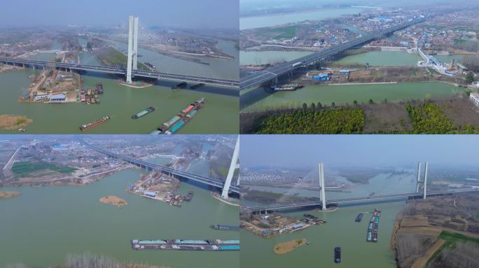 [4K]航拍素材.淮阴运河闸和淮安大桥