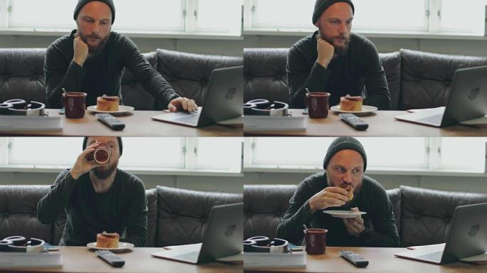 在家中使用笔记本电脑的人