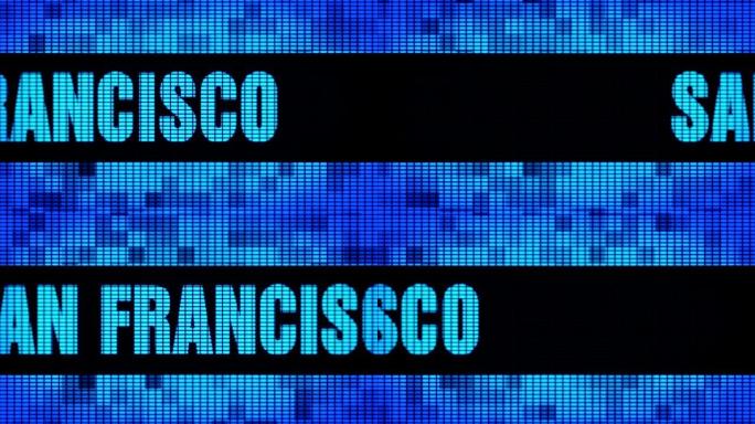 旧金山正面文字滚动发光二极管墙板显示标牌