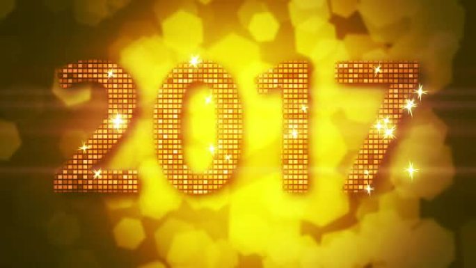 抽象金色2017新年可循环背景与bokeh