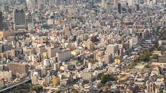 高清平移延时: 天王寺空中大阪城市景观