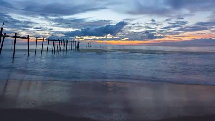 海洋海滩日转夜落日晚霞日落黄昏