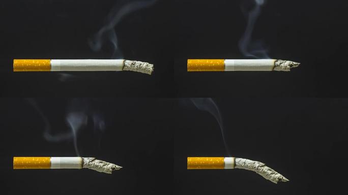香烟燃烧烟特写烟延时摄影
