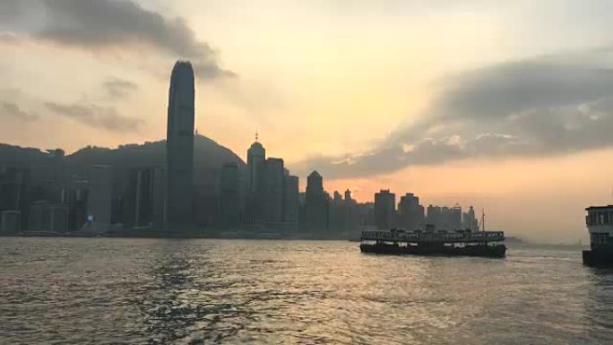 日落，天星码头香港维多利亚港