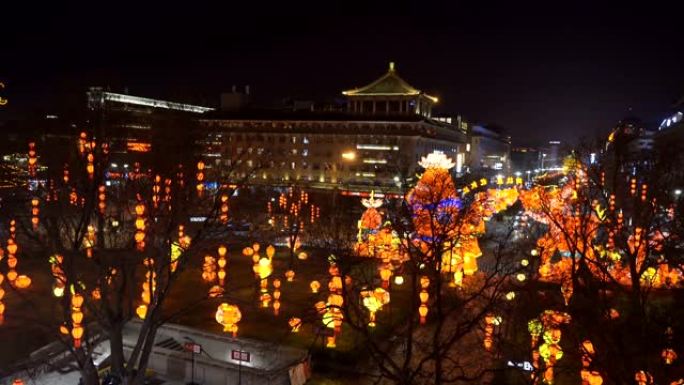 庆祝中国春节的灯笼，陕西西安，中国