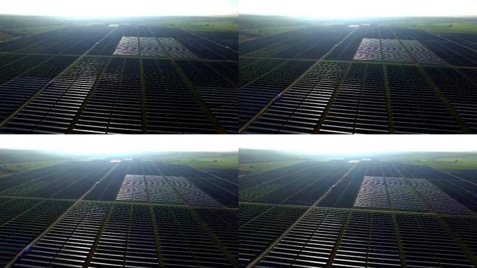 太阳能发电厂上方的太阳能天线为德克萨斯州奥斯汀供电