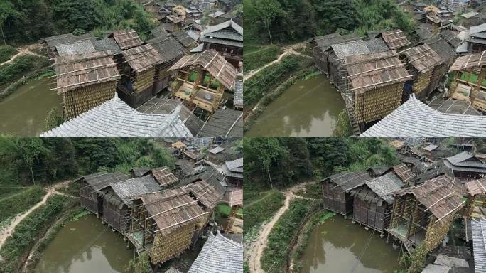 中国贵州黄冈东村小屋的水稻干燥