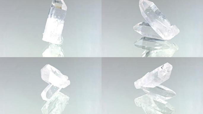 伯格晶体旋转水晶石转动白色透明