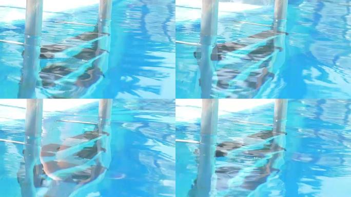 4k游泳池梯子视频