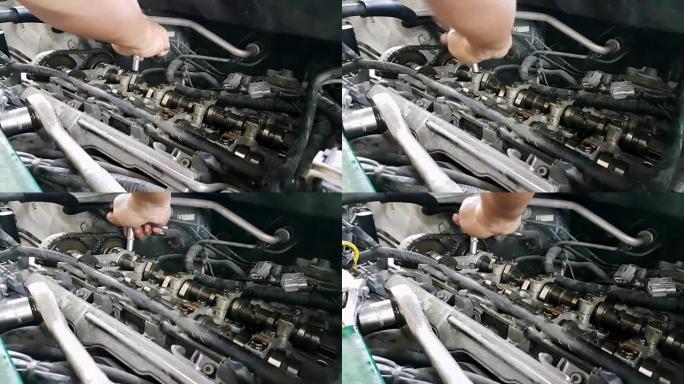 机械用套筒扳手固定汽车发动机凸轮轴气缸盖