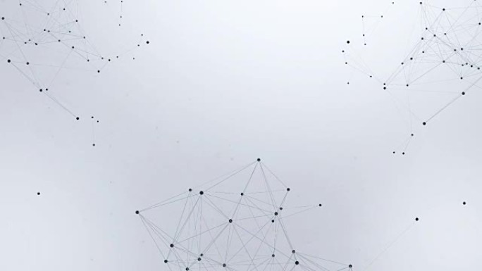 混沌丛结构线和多边形球体连接的抽象渲染。未来的形状。网络技术概念。现代运动图形无缝循环背景。
