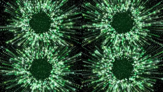 数字粒子隧道移动绿色背景