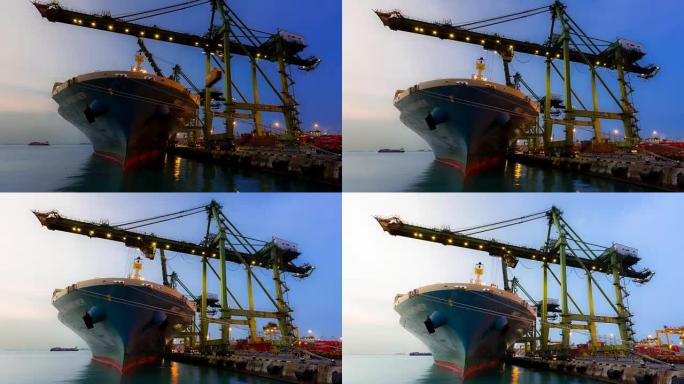 延时: 在新加坡造船厂港口码头晨光工作