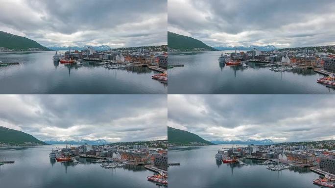 挪威北部特罗姆瑟的码头景观