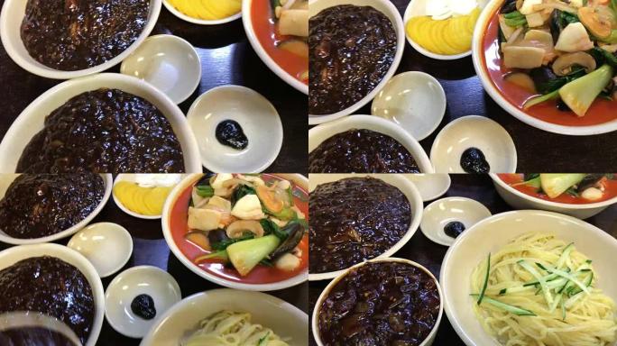 韩国首尔Jajangmyeon的配菜。