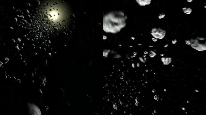 飞越小行星场三维动画太阳系陨石带