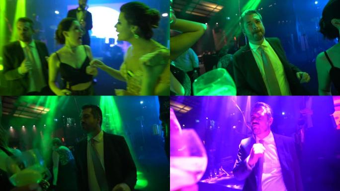 婚礼嘉宾在派对上跳舞