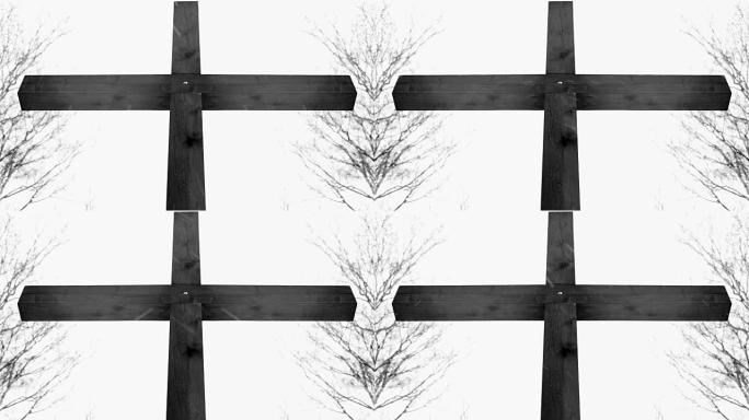 木制十字架，下雪